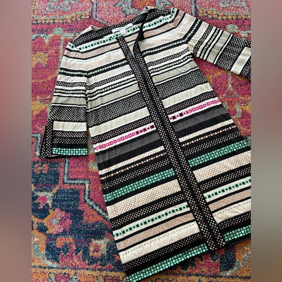 Diane Von Furstenberg | Women’s black/cream/multi geometric silk jersey dress 10 - Picture 3 of 12